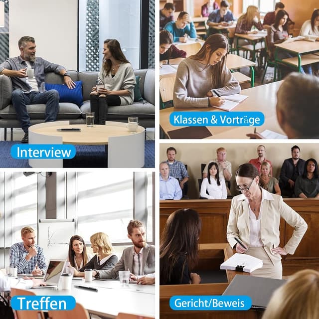 Detalle 2 de JUSTSTONE Digital Voice Recorder mit 100 GB Speicher (bis 1.600 Stunden), One-Touch & 360° Surround-Aufnahme