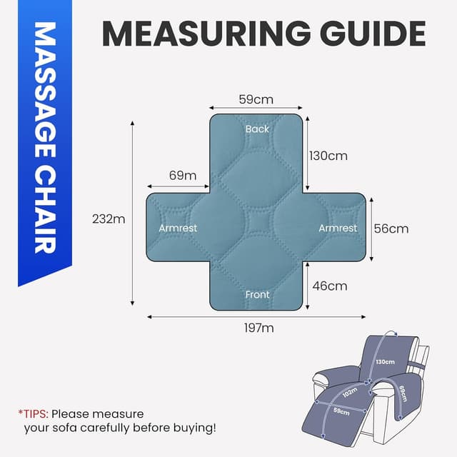 Detalle de Ystyle Copripoltrona 1 posto per relax reclinabile impermeabile, con braccioli e fascia elastica, blu acqua