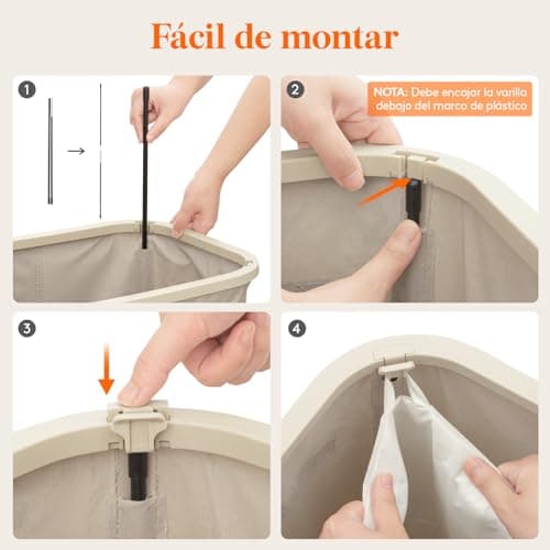 Detalle 2 de Lifewit cesto ropa sucia 105 L beige