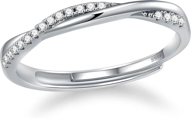 Detalle de Macachii 925 Sterling Silver & 14K Gold Plated Adjustable Engagement Ring (Thumb Ring) with Cubic Zirconia