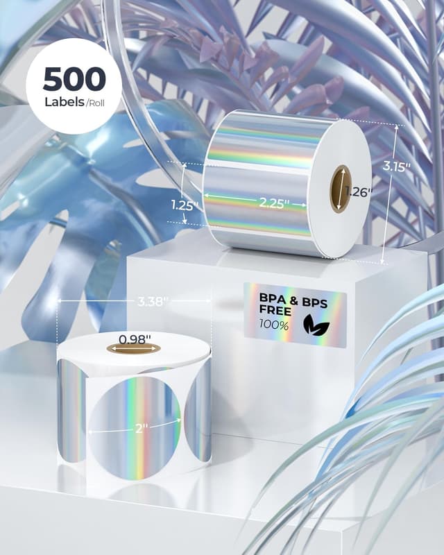 Detalle de MUNBYN holographic thermal labels 400