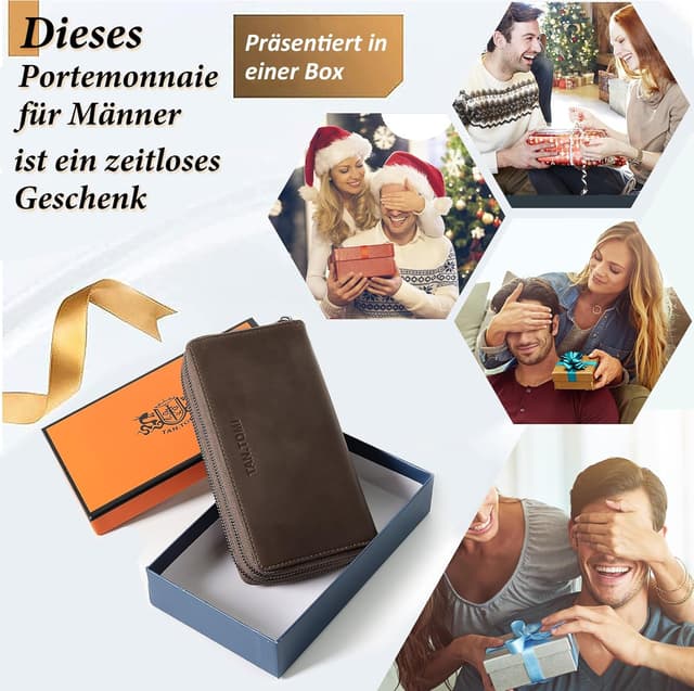 Detalle 2 de TANTOMI Geldbörse Damen Leder, 19 x 3,5 x 10 cm