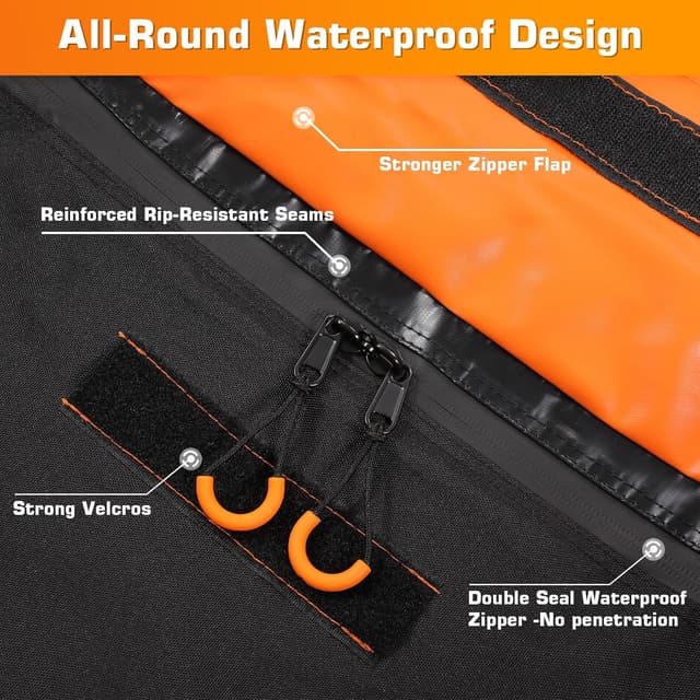 Detalle de Sailnovo Auto-Dachbox 21 Kubikfuß (598 l) faltbar, wasserdicht, 1000D Nylon – inkl. Anti-Rutsch-Matte & Gurte