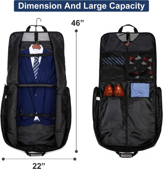 Detalle de PUSLOM large travel garment bag (2-in-1) with waterproof foldable design for up to 15.6 inch laptop, grey