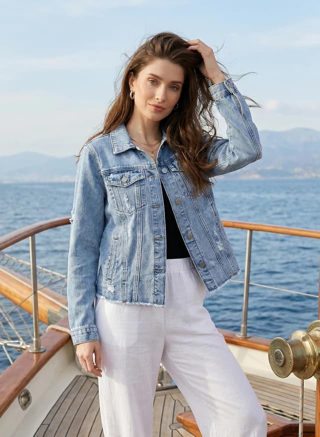 Detalle 2 de EVALESS Boyfriend Washed Crop Denim Jacket