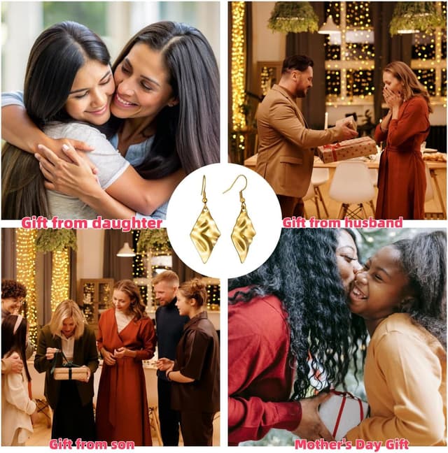 Thumbnail 5 de Boucles d'oreilles pendantes plaqué or 18K hypoallergéniques