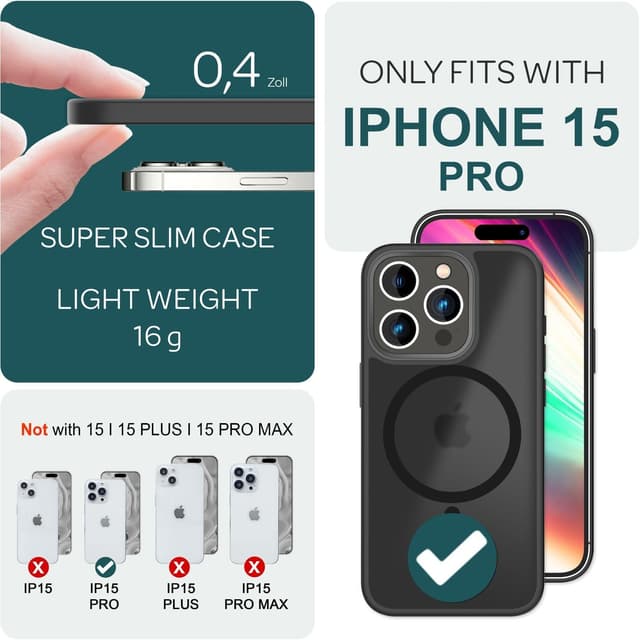 Detalle 2 de NALIA Magnet-Case iPhone 15 Pro Matt-Transparent