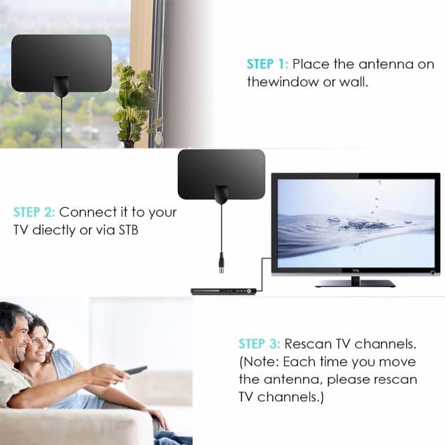 Thumbnail 3 de TV Aerial Newest 50 Miles DVB‑T2 indoor aerial