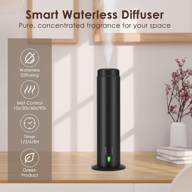 Detalle de Diffuseur d’huiles essentielles sans eau noir 200 ml portée 135 m²