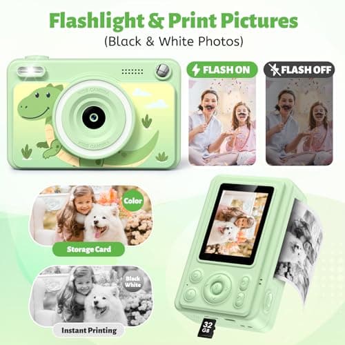 Detalle 2 de GREENKINDER Cámara Instantánea Infantil 📸 con Tarjeta 32GB y Papel