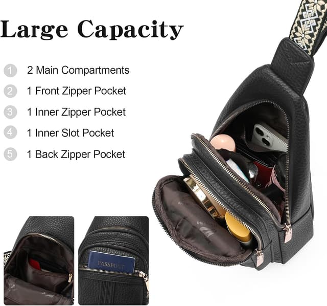 Detalle de GAEKEAO Borsa tracolla vegana in PU con zip e tasche antifurto