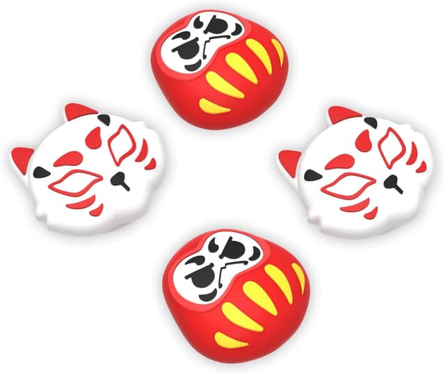 Detalle de PlayVital Thumb Grip Caps for Nintendo Switch / Switch Lite / Switch OLED Joy-Con (Daruma & Kitsune)