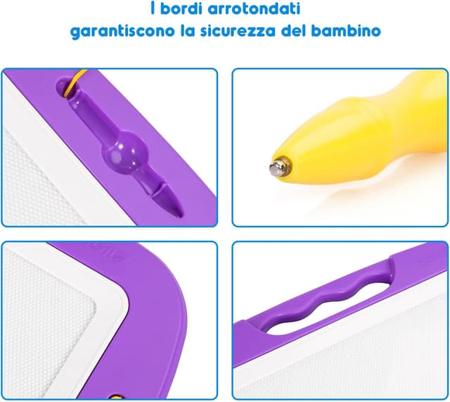 Detalle de SGILE Grande Lavagna Magnetica per Bambini (42 x 32 cm) viola, cancellabile con disegno per 2-4 anni