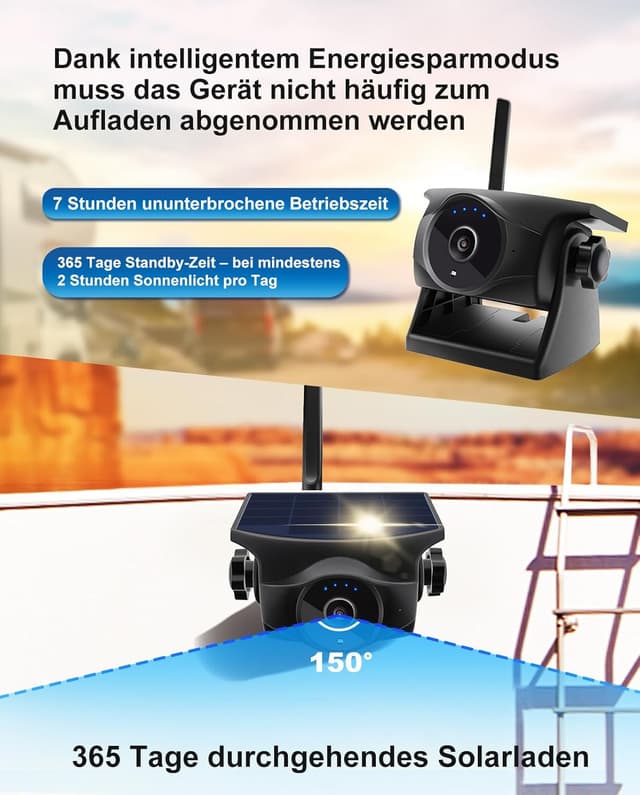 Thumbnail 2 de 1080P Solar Kabellose Rückfahrkamera