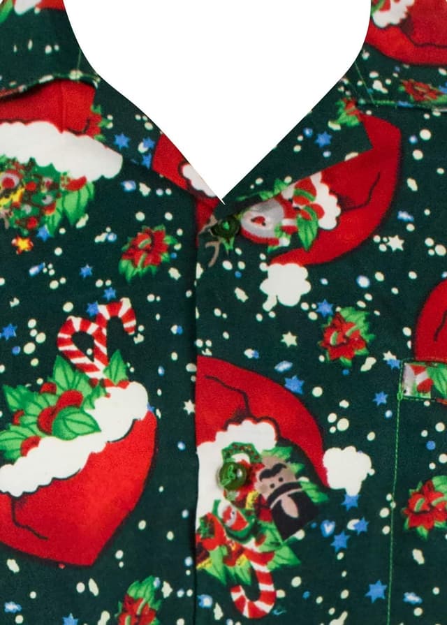 Detalle 2 de Men’s Ugly-Christmas-Shirt Funky Short-Sleeve Button-Up with Ginger-Bread Print