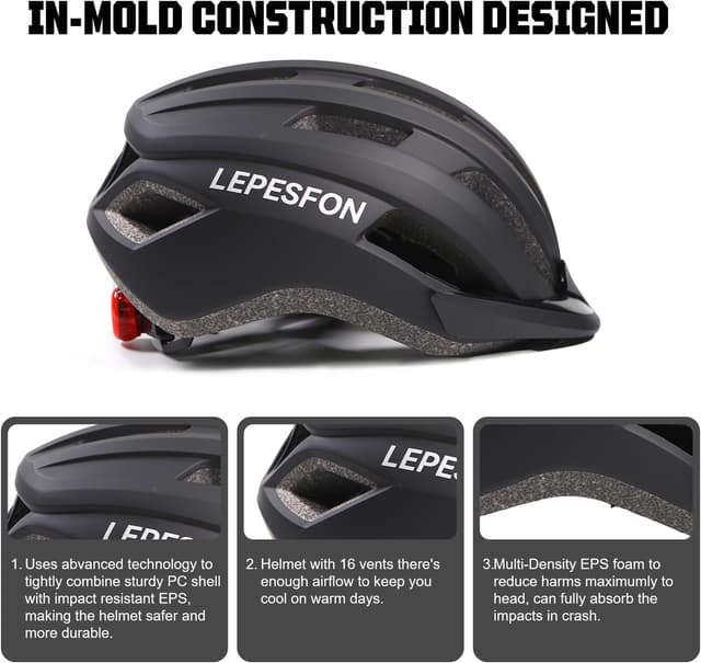 Detalle de Bike Helmet Men/Women MTB & Road Adjustable with Visor and LED (56–61cm)