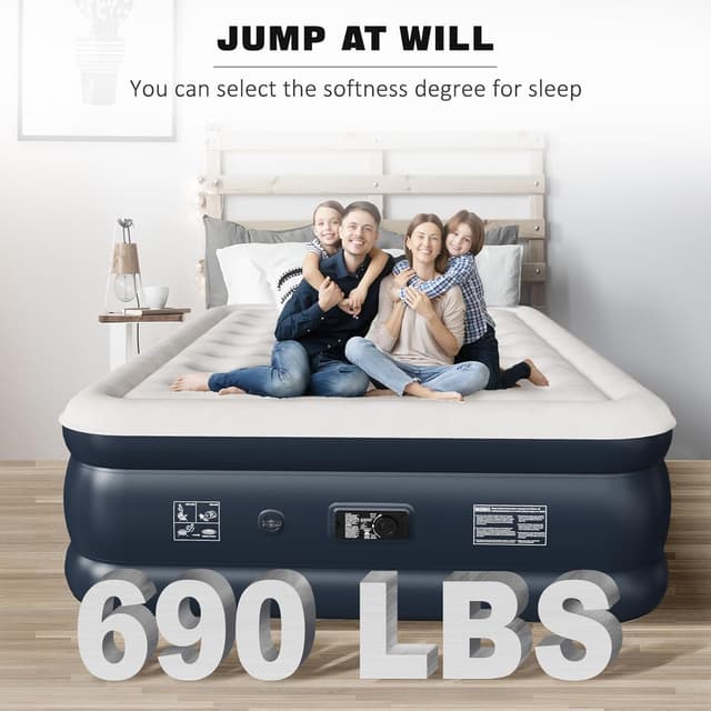 Detalle 2 de Nalone King Air Bed Inflatable Mattress with Built‑in Pump 203x152x46cm Queen/Double