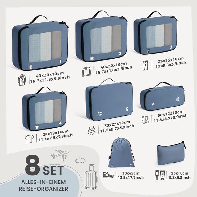 Detalle de Samfolk Koffer Organizer 8er Packwürfel