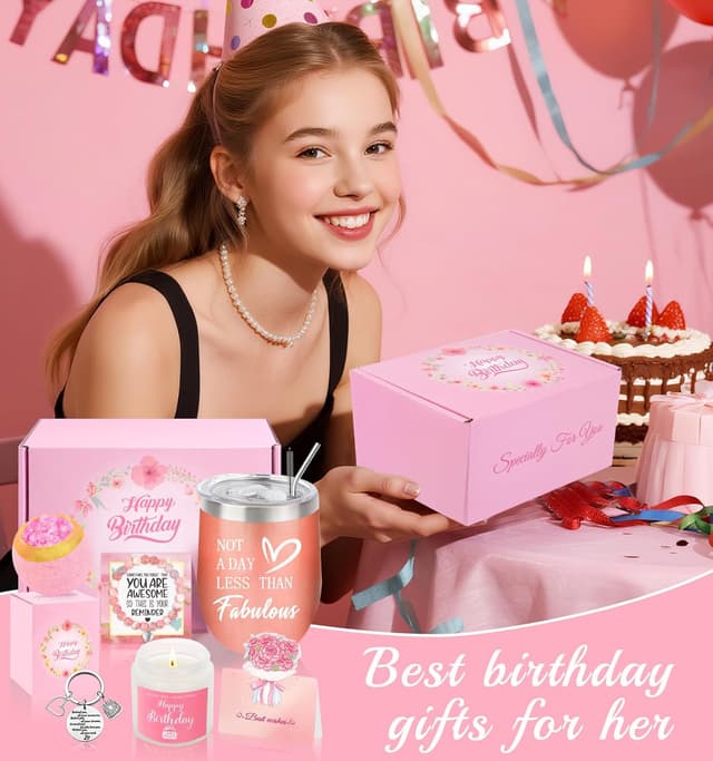 Thumbnail 6 de WITCOLOR Birthday Gifts for Women gift hamper box with tumbler, soy wax candle, bath bomb & more