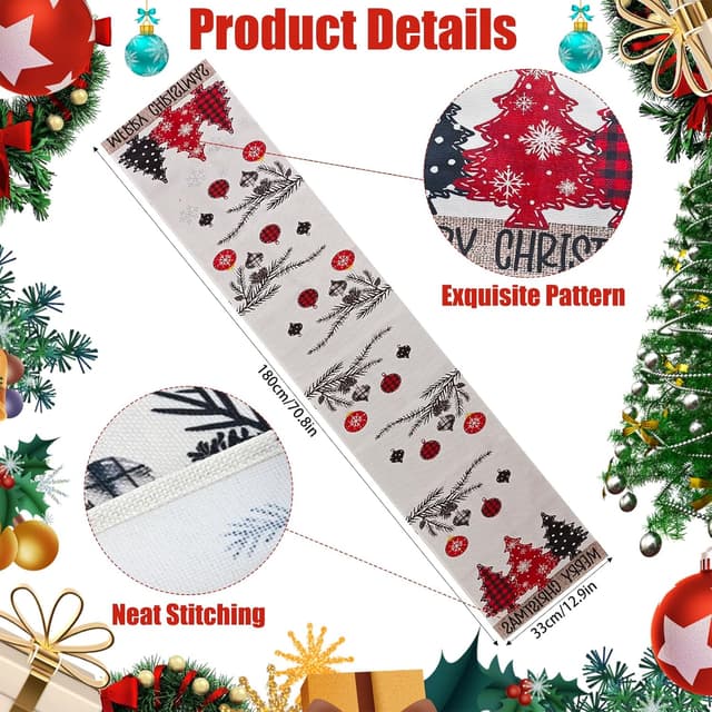 Thumbnail 6 de TAIANJI Christmas Table Runner 180x33cm