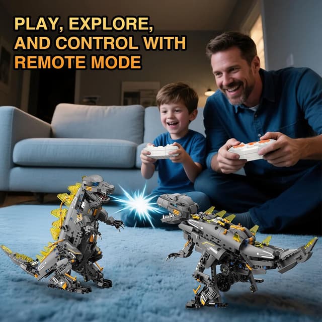 Detalle de Sunrad Technik Roboter-Bauspielzeug 5-in-1 mit App & Fernsteuerung (935 Teile) – Programmierbares Technic-Set für Kinder 7–12+