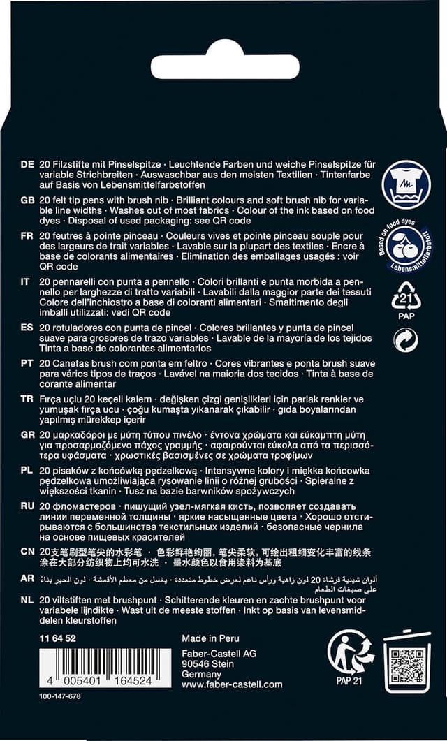 Thumbnail 6 de Faber-Castell 116452 – Set di 20 pennarelli punta pennello Black Edition
