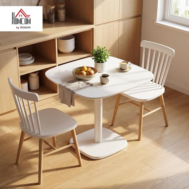 Detalle 2 de HOMCOM Table à Manger 4 Personnes 70x70 cm Blanc