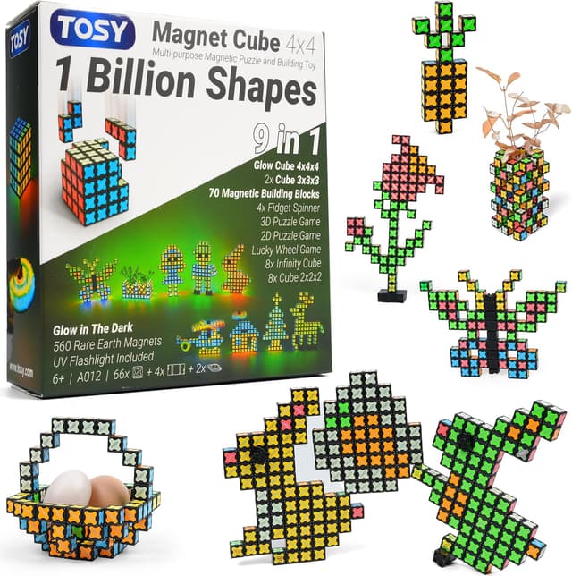 Detalle de TOSY Magnet Cube 4x4 70 Blocks (560 magnets) – multipurpose magnetic puzzle & fidget spinner toy