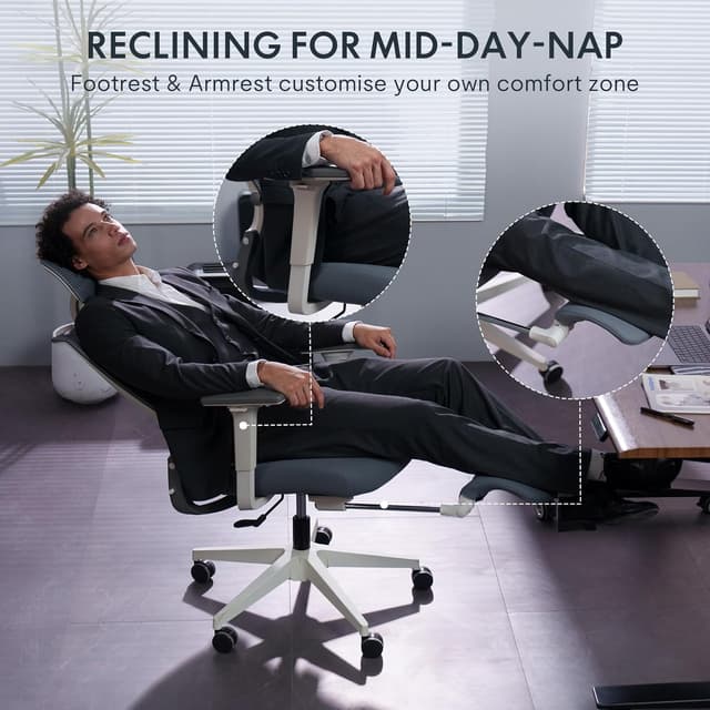 Thumbnail 6 de FLEXISPOT Foldex sedia da ufficio ergonomica pieghevole con schienale reclinabile, poggiapiedi e supporto lombare