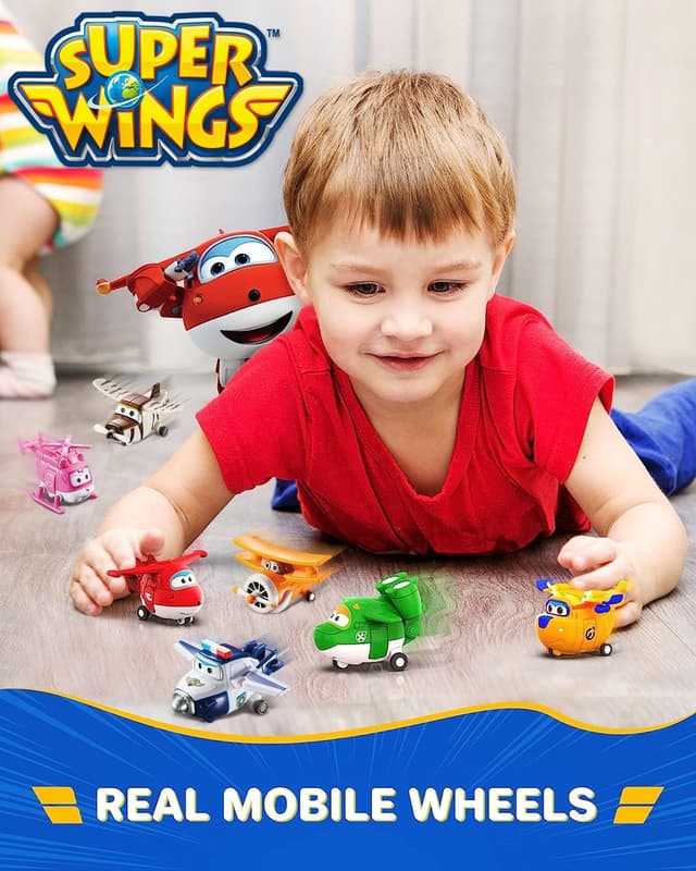 Detalle de Super Wings Transformable Toys 2 Inch, 15-Piece Jet Playset (2") for Kids Ages 3–5