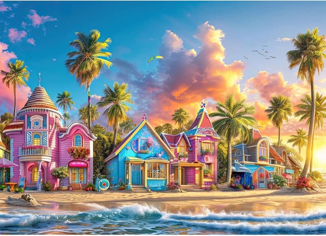 Detalle de Chalzidar Jigsaw Puzzles for Adults (1000 Pieces) Romantic Beach – 27.5×19.7 in