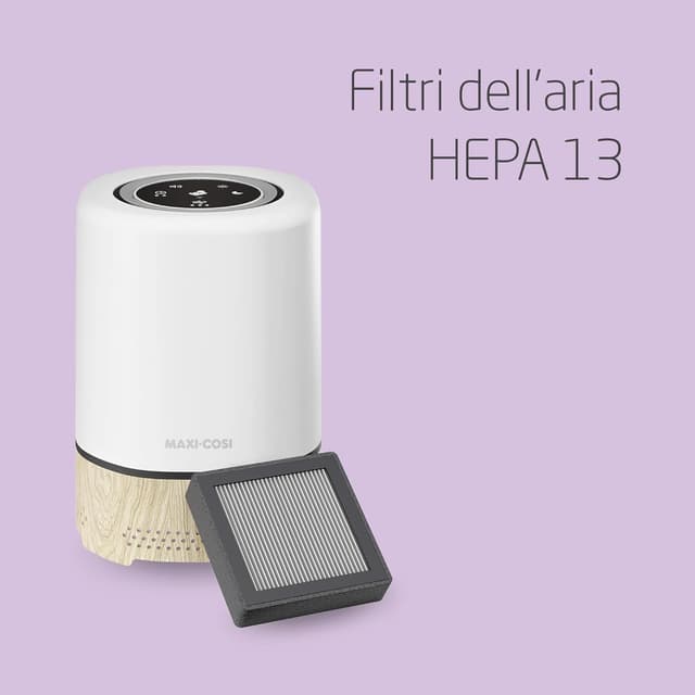 Detalle de Maxi-Cosi Clean Purificatore d'Aria HEPA 13 con Wi‑Fi, timer e luce notturna (compatibile Alexa e Google Assistant)