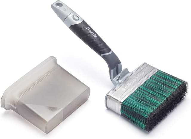 Detalle de Harris Ultimate Shed & Fence Exterior Woodwork Swan Neck Paint Brush (120mm) in Grey