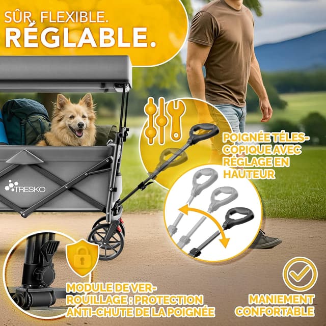 Thumbnail 1 de TRESKO Chariot de courses pliable 150 kg 🛒