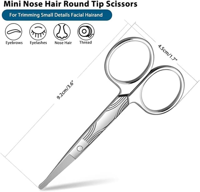 Detalle de MIETONG stainless steel nose hair scissors with curved safety blades