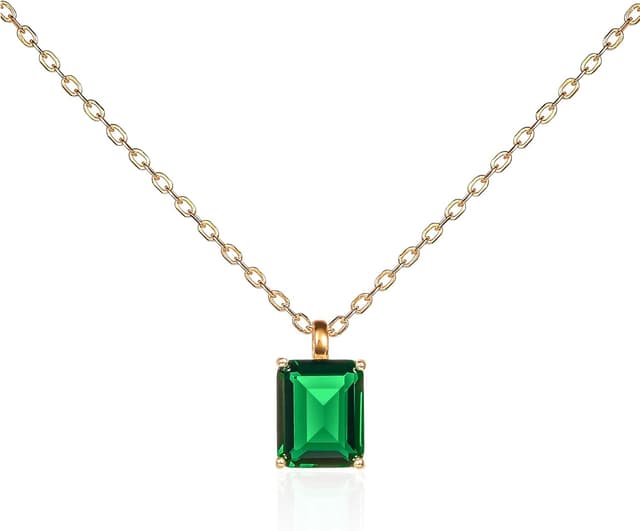 Detalle de namana Collana da donna in Argento Sterling 925 con pietra rettangolare smeraldo