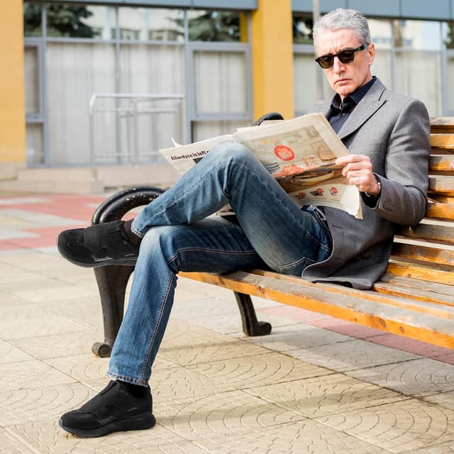 Detalle de FitVille Rebound Core V10 extra wide trainers for men with easy flap closure