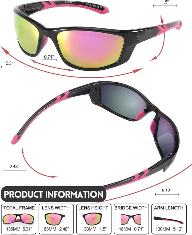 Detalle de Myiaur Women Sports Sunglasses M8140 – Lightweight wrap-around with UV400 and polarised lenses