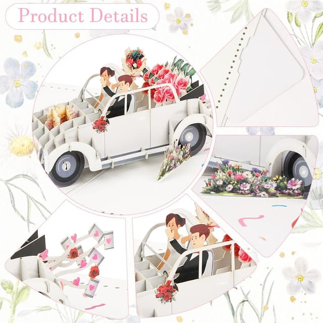 Detalle de Vicloon Biglietto Pop-Up Auto per Matrimonio