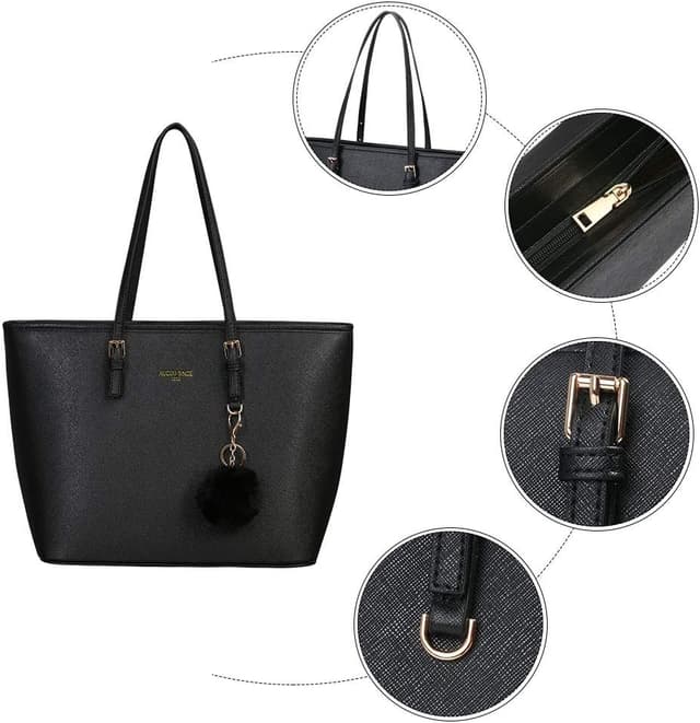 Thumbnail 3 de URAQT Damen Handtasche Shopper groß Schwarz