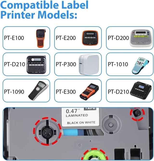 Detalle 1 de OFFCUP Ruban 12 mm 8 m Gris sur Blanc Brother TZ