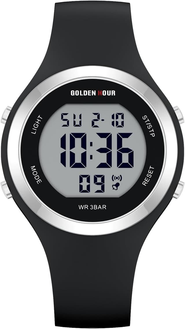 Detalle 2 de GOLDEN HOUR Montre digitale femme étanche 5 ATM chronographe sur bracelet silicone