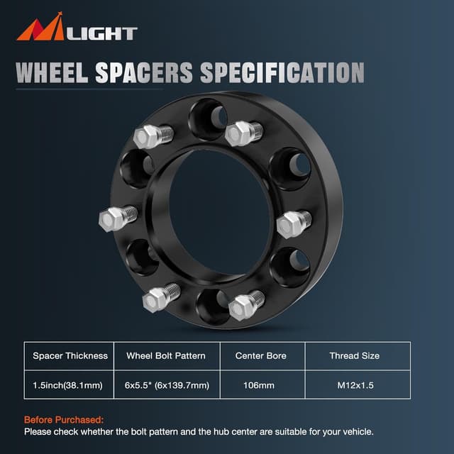 Thumbnail 1 de Nilight Wheel Spacers 1.5 inch 106mm