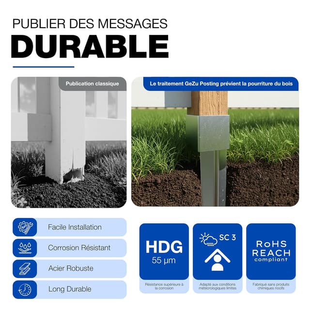 Detalle 2 de GeZu Impex support poteau à enfoncer 91 x 91