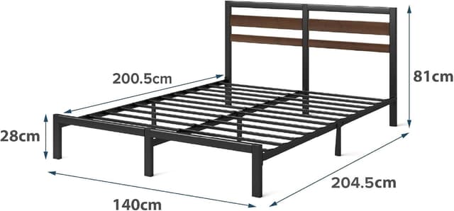 Detalle 2 de Zinus Letto Kai 140 x 200 cm con testiera, struttura in bambù e metallo (altezza 80 cm) e rete a doghe