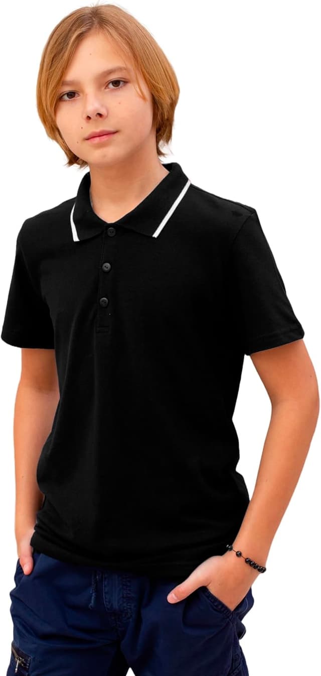 Detalle de MOR Jungen Poloshirt aus 100% Baumwolle – Kurzarm für Schul & Alltag (Größen 110–176)