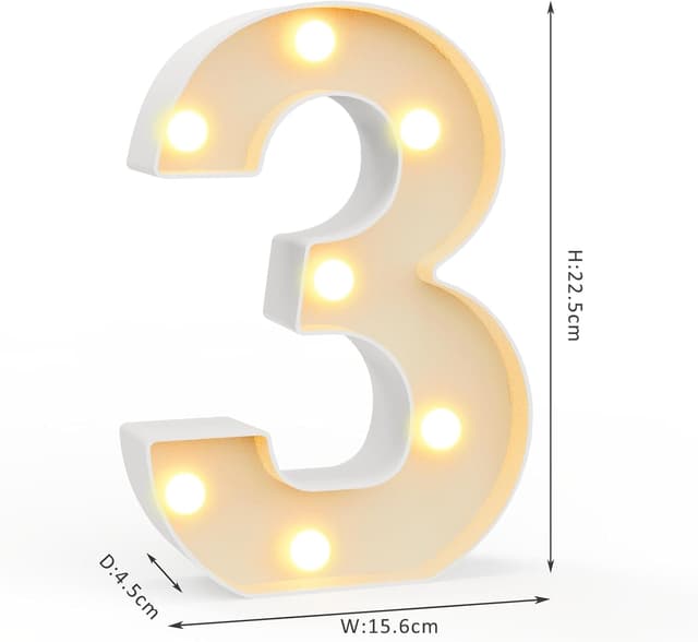 Detalle de LED Zahlen Lampe (0–9) mit warmweiß & kaltweiß – kabellose Leuchtziffern für Happy Birthday, Hochzeit & Party-Deko