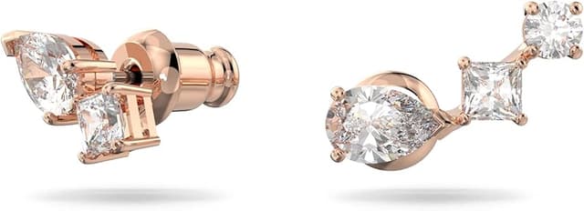 Detalle 2 de Swarovski Mesmera pendientes de botón asimétricos oro rosa 💍