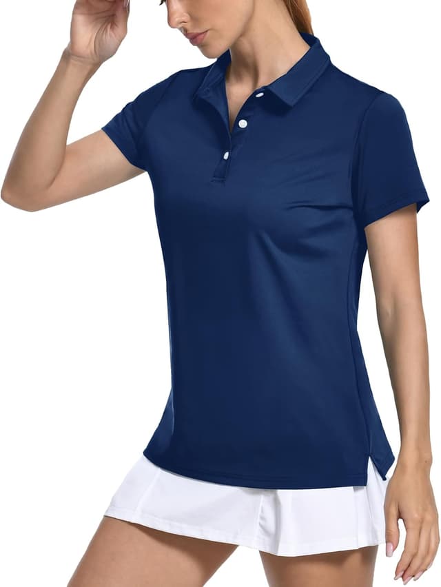 Detalle de KEFITEVD Women’s Short Sleeve Quick Dry Polo Shirt with UPF 50+ Sun Protection