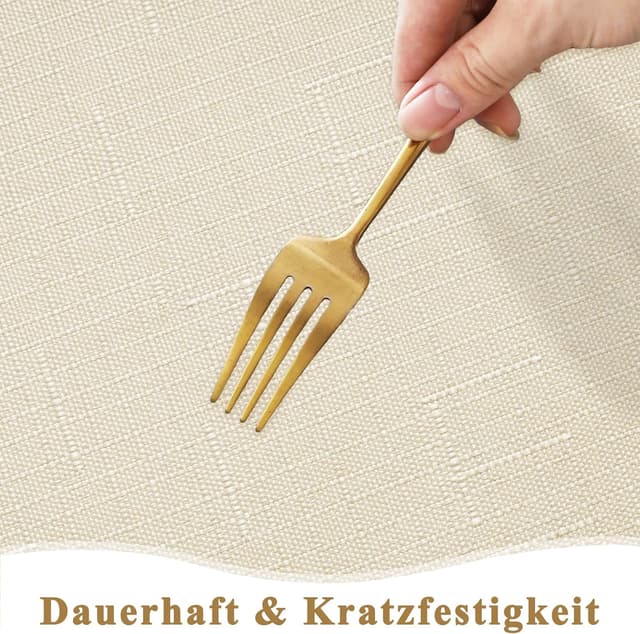 Detalle 2 de AooHome Tischdecke abwaschbar in Leinen-Optik (Beige) 80x80 cm mit Wasserabweisung